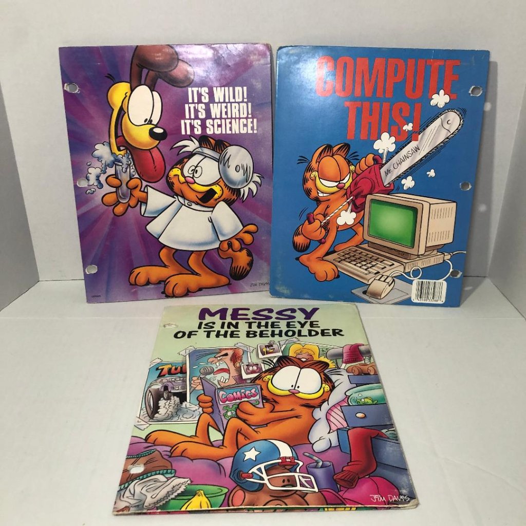 Set Of 3 Vintage Garfield Mead Portfolio 2 Pocket Folder Odie